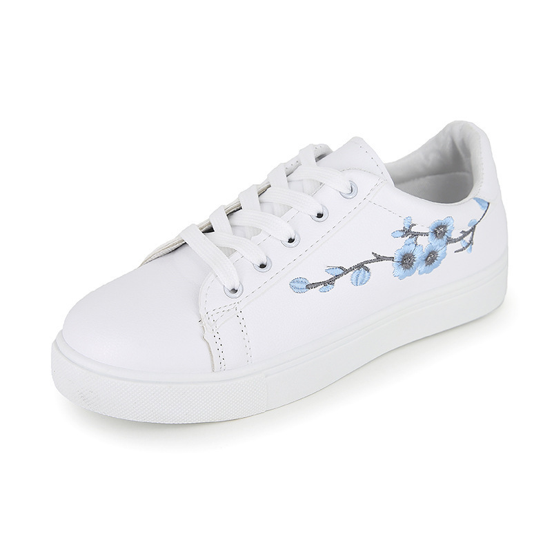 Peach Blossom White Shoes women's 2022 New Embroidered Casual Korean Flat White Shoes for sneakers women