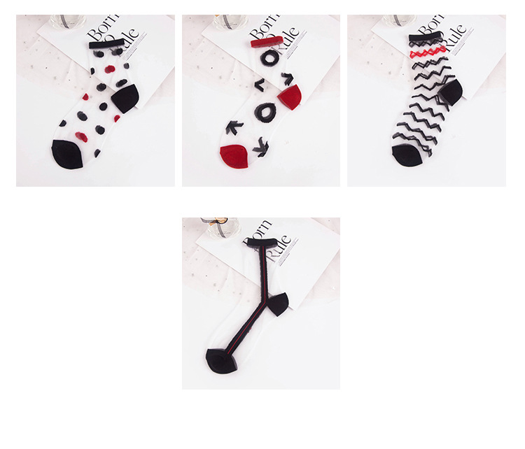 Chaussettes en soie de verre tube dames chaussettes en cristal mode femmes chaussettes printemps et été bas fins transparents point de vague en gros_voghion.com