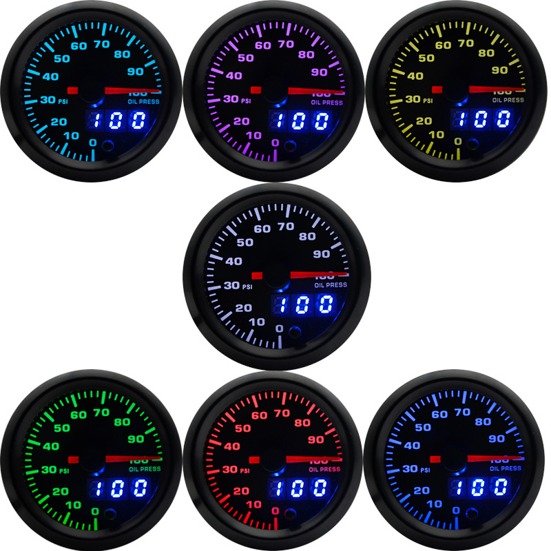 2-inch 52MM black shell pointer plus digital display high-speed stepper motor hydraulic instrument car instrument modification instrument