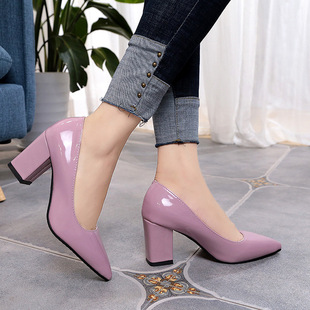 Cross mirror size 33-43 size 2023 autumn new European and American women's work shoes hundred. Match Four Seasons single shoes
