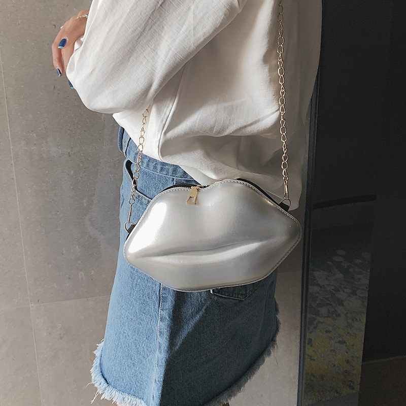2022 New Fashion Korean chic Chain Lips Small Bag Instagram Style Super Bag Women's All-match Mini Shoulder Crossbody Bag