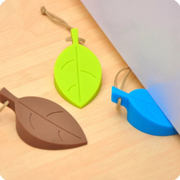 Creative leaves silicone door stop card children's anti-pinch plastic safety door card three-dimensional door file