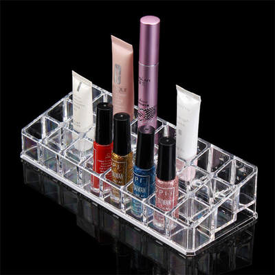 Transparent Acrylic 24-Plot Lip Gloss Lipstick Shelf Display Stand Desktop Nail Polish Storage Box Cosmetic Storage Box