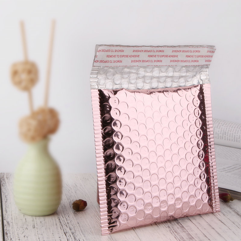 Rose Gold Aluminized Film Bubble Bag Aluminum Film Clothing Express Packaging Bag Shockproof Bubble Film Bubble Envelope Bag