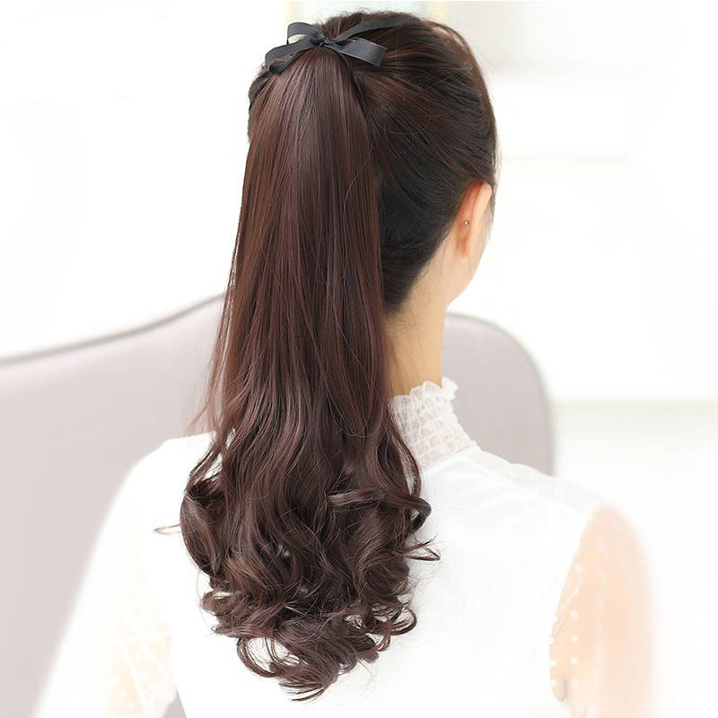 Wig Ponytail Women's Long Curly Hair Tie-style Pear Flower Fake Ponytail Big Wave Realistic Natural Mid-length Wig