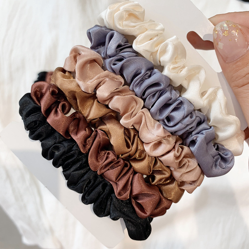 6 Pack Ins Elegant French Satin Hair Ring All-match Basic Imitation Silk Hair Cord Headline South Korea Hair Accessories Headwear