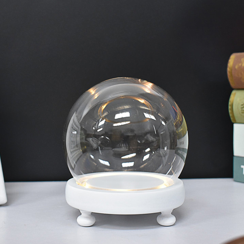Eternal Flower Ball Hand Mold Dust Cover Luminous Base Nightlight Crystal Ball Glass Lampshade