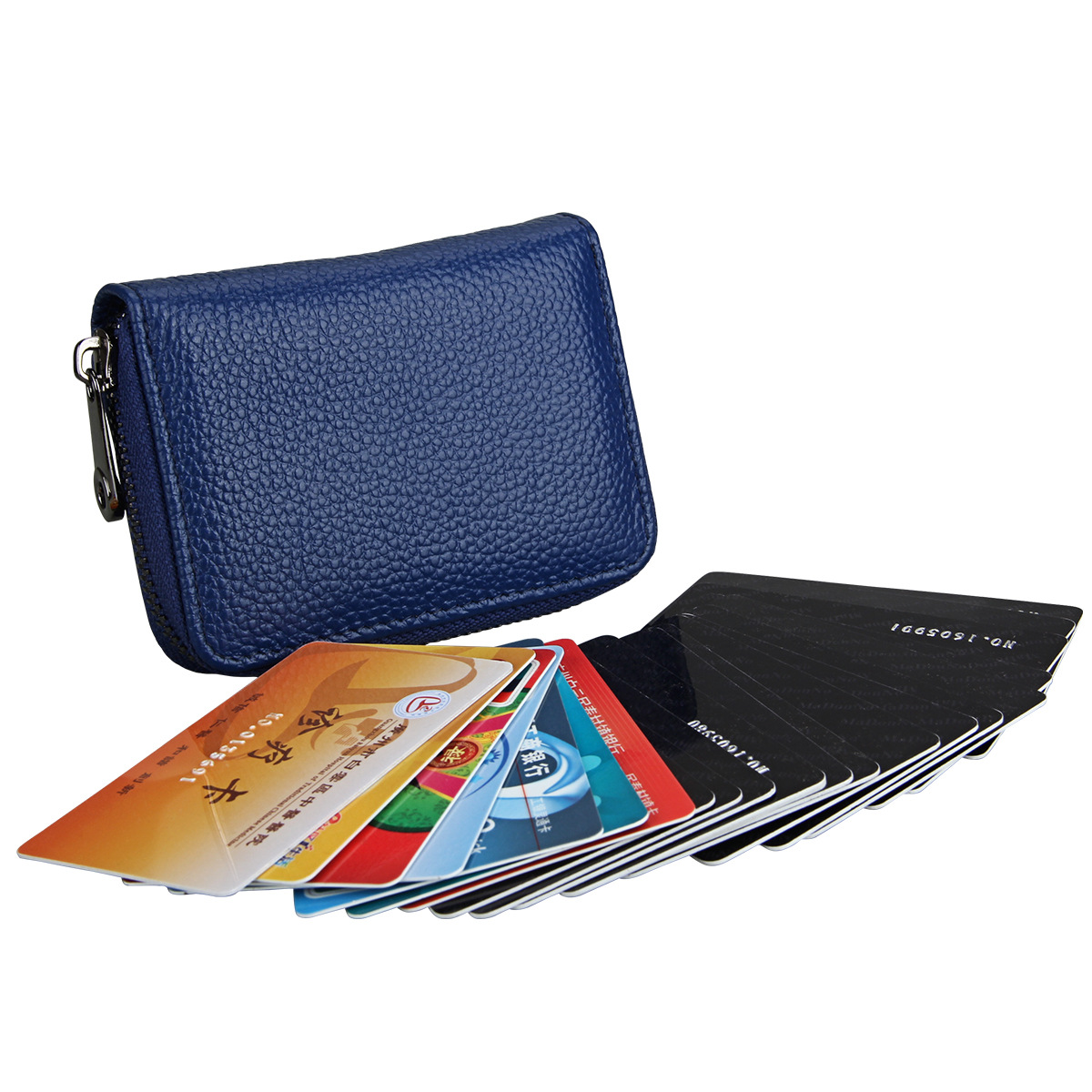 Factory wholesale anti-magnetic rfid leather men's and women's card bag multi-functional ID bag zipper card case business card bag