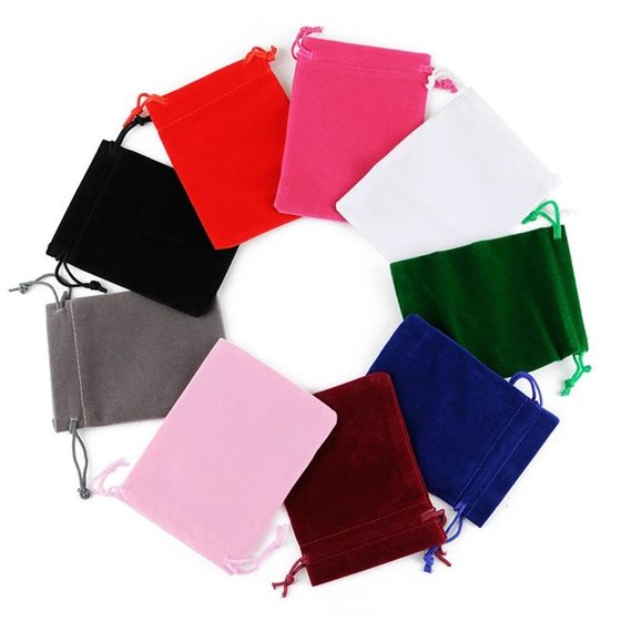 in stock Velvet Bag Bundle Pocket Black Jewelry Bag Jewelry Gift Logo Packaging Drawstring Stamp Velvet Bag