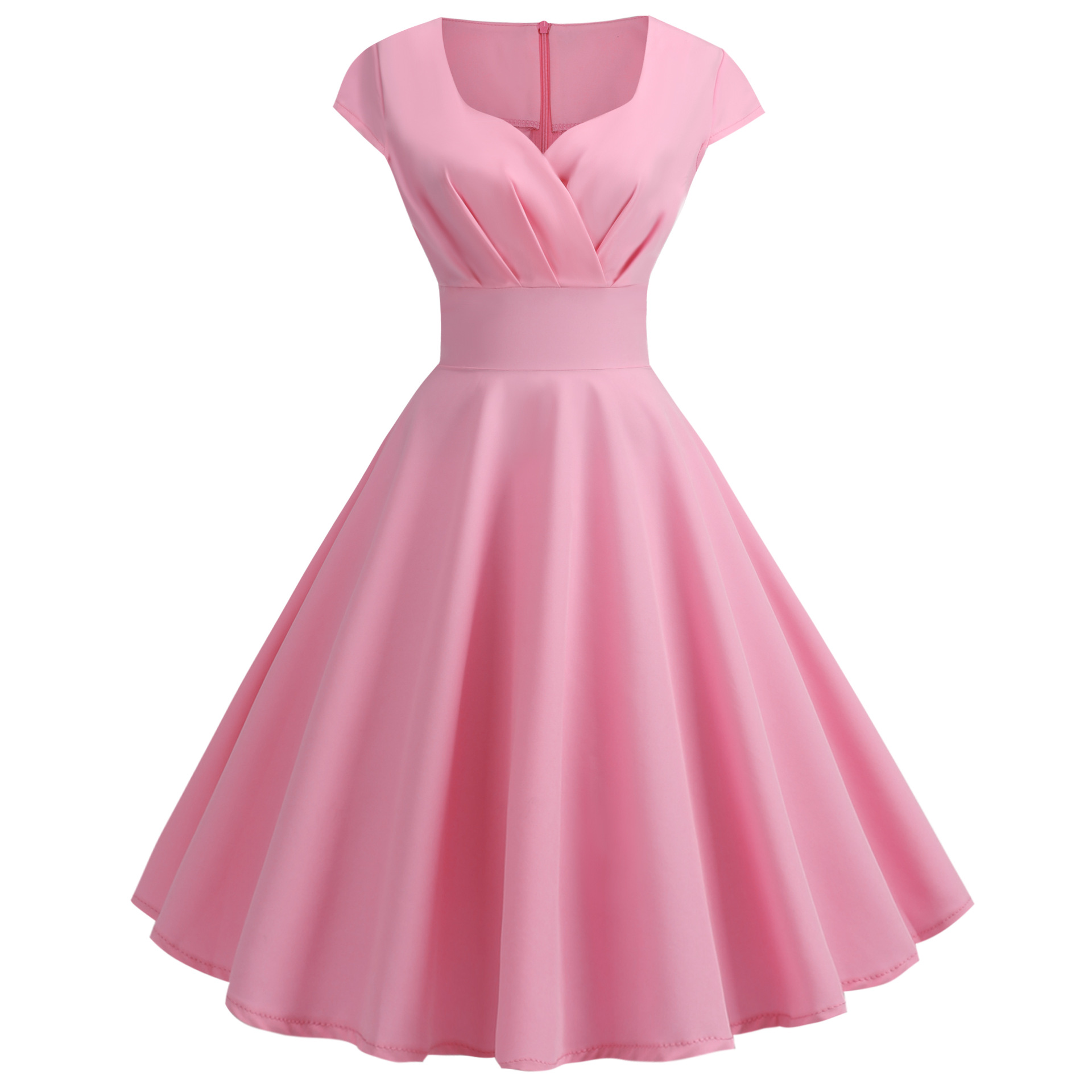 Real shot wish Amazon hot selling retro Hepburn style 50SV collar short sleeve high waist big swing dress