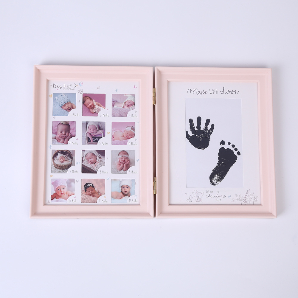 Newborn Hand and Foot Ink Pad Baby Hand and Foot Print Baby Hundred Days Full Moon Year Old Growth Commemorative Photo Frame Table