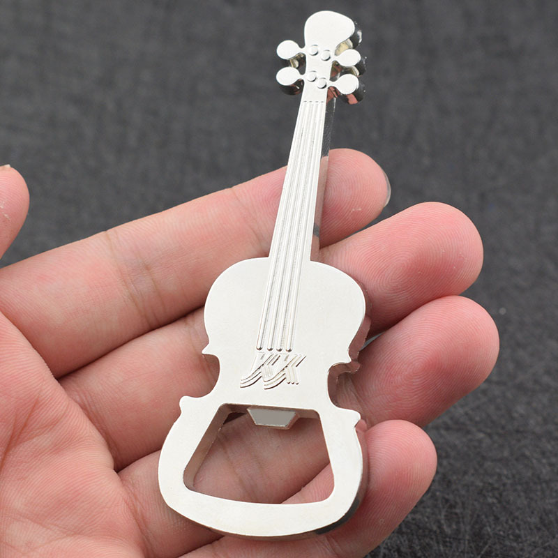 Factory Direct simulation guitar model bottle opener metal keychain waist hanging advertising key ring chain pendant personality