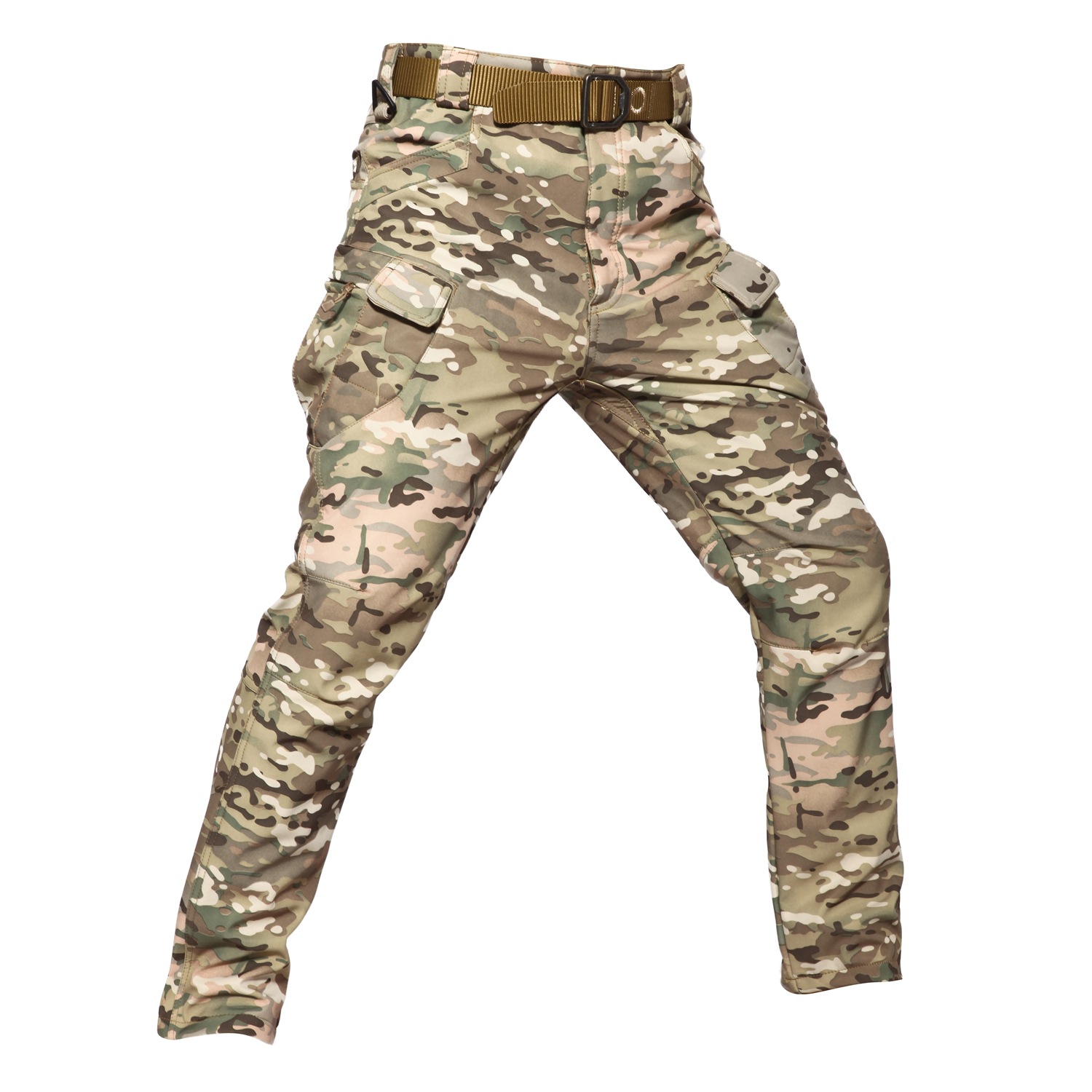 Factory direct sale soft shell camouflage charge pants plus velvet padded warm pants men's winter consul IX7 tactical pants