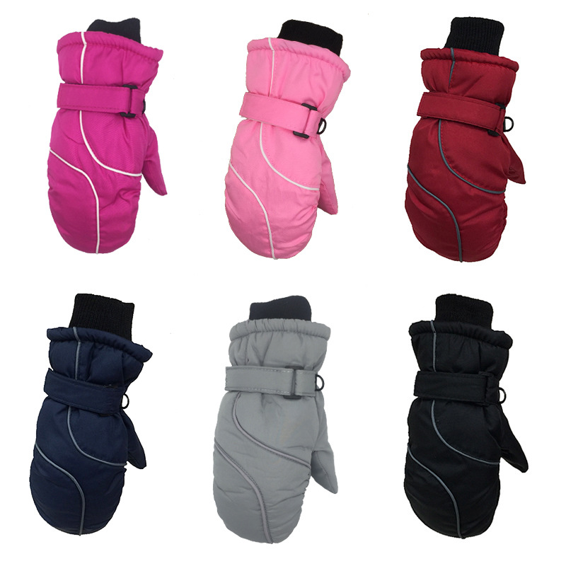 Children's thick warm stitching ski gloves wholesale winter cute waterproof windproof outdoor children's gloves