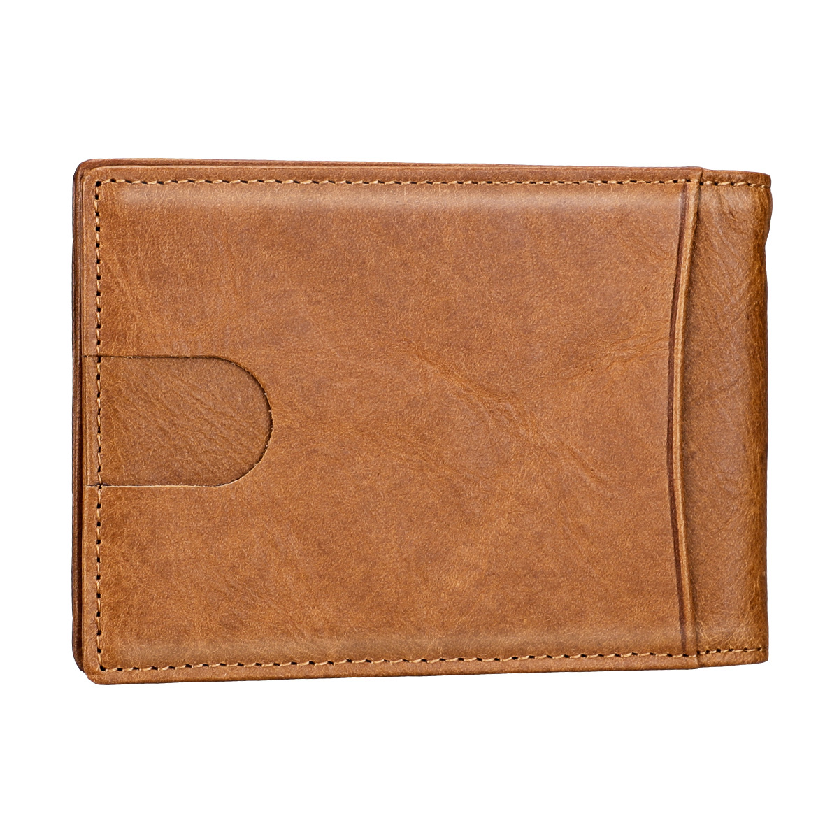 Factory spot RFID Crazy Horse leather gold clip European and American short wallet ultra-thin dollar leather mini small card bag