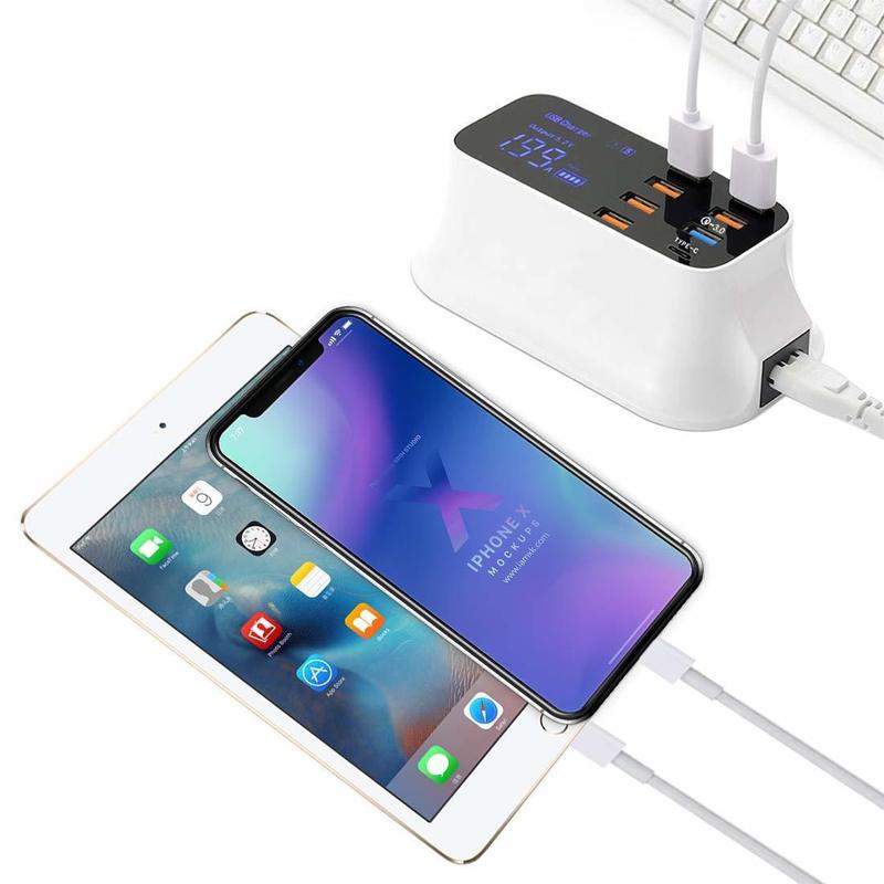 8usb 携帯電話高速充電 8 ポート充電器 Lcd ディスプレイ画面 Qc3.0 フラッシュ充電クイック多機能携帯電話高速|undefined