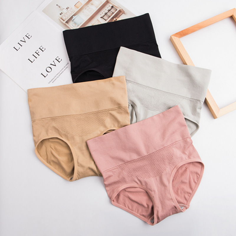 Women's Briefs Sexy Cotton One-piece Seamless Seamless Lace High Waist Girl's High Elastic Honeycomb Hip Panties