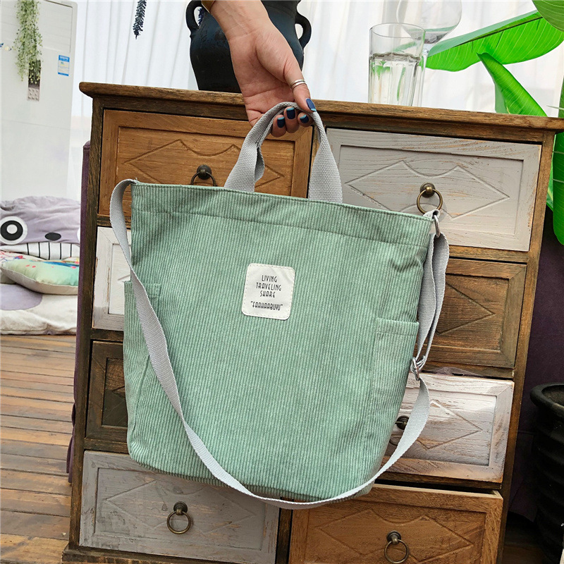 Women's bag 2021 new fashion corduroy shoulder bag female large capacity student Mori messenger bag one-piece delivery