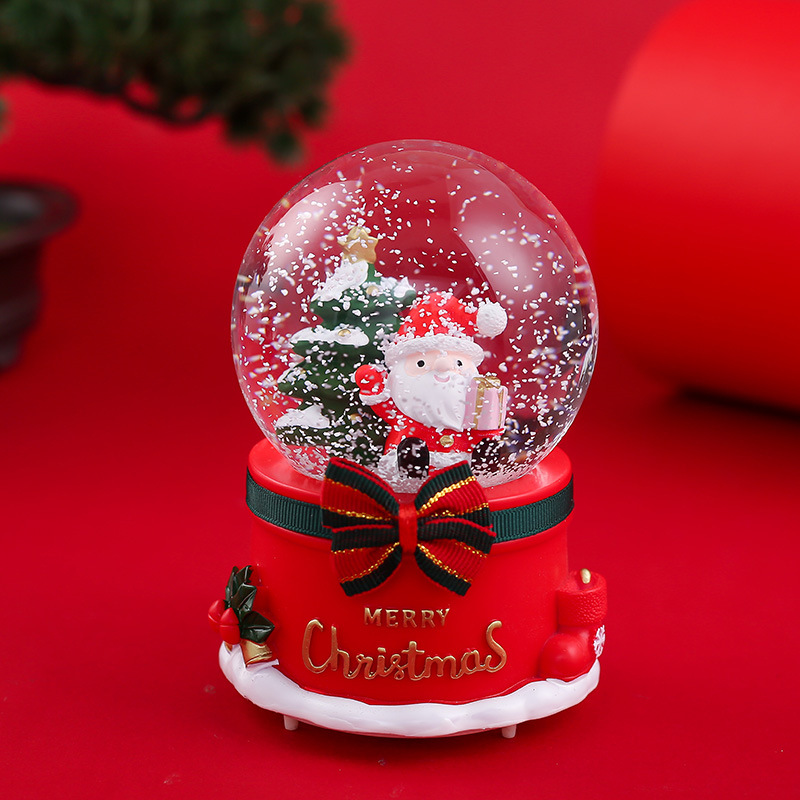 Christmas crystal ball music box floating snowflake glowing Santa Claus Christmas Tree Children gift Music Box