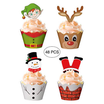 Cross-Border special for Christmas cupcake edge card Christmas cake Cup decoration card 48