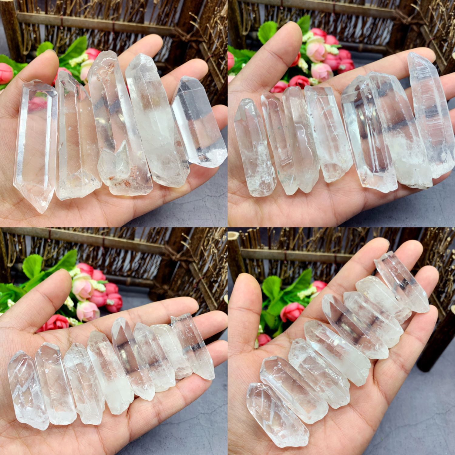 Natural White Crystal column original stone single pointed polished crystal column decoration lighting Buddha factory wholesale 100g