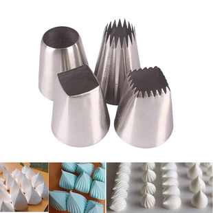 Extra large 4-piece set square mouth round mouth pastry nozzle combination cake biscuit cream baking tools 4PCs