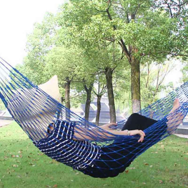 Outdoor Leisure nylon rope net pocket hammock single adult children swing student dormitory hammock nap hammock
