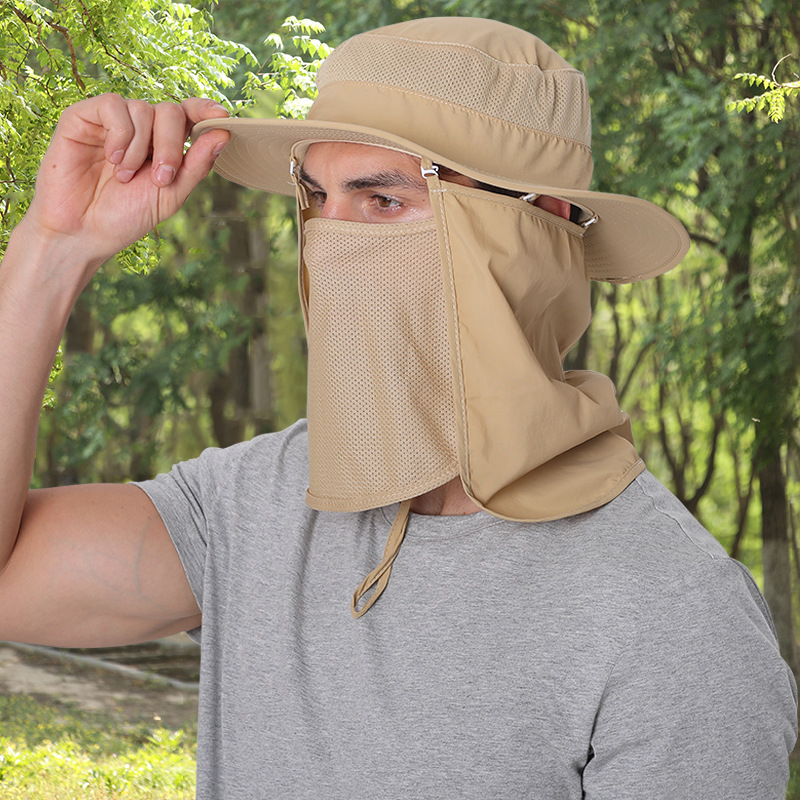 Sunshade Hat Men's Outdoor Sunscreen Big Rim Fisherman Hat UV-resistant Summer Quick-drying Fishing Hat Mountaineering Sun Hat