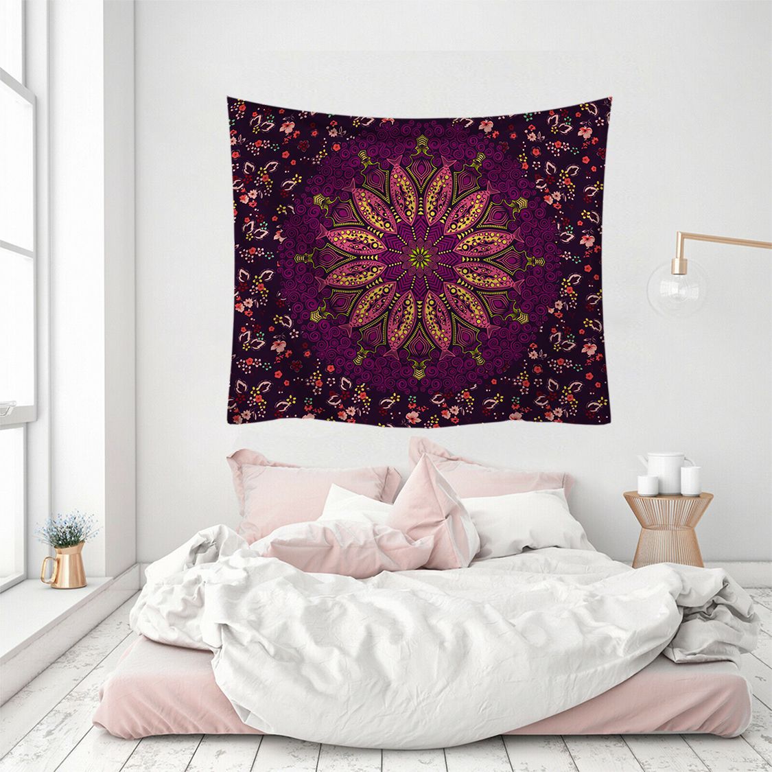 Nordic ins Explosive Hanging Cloth Decorative Tapestry Tapestry Beach Towel Tapestry Fire Mandala Flower Blanket to Customize
