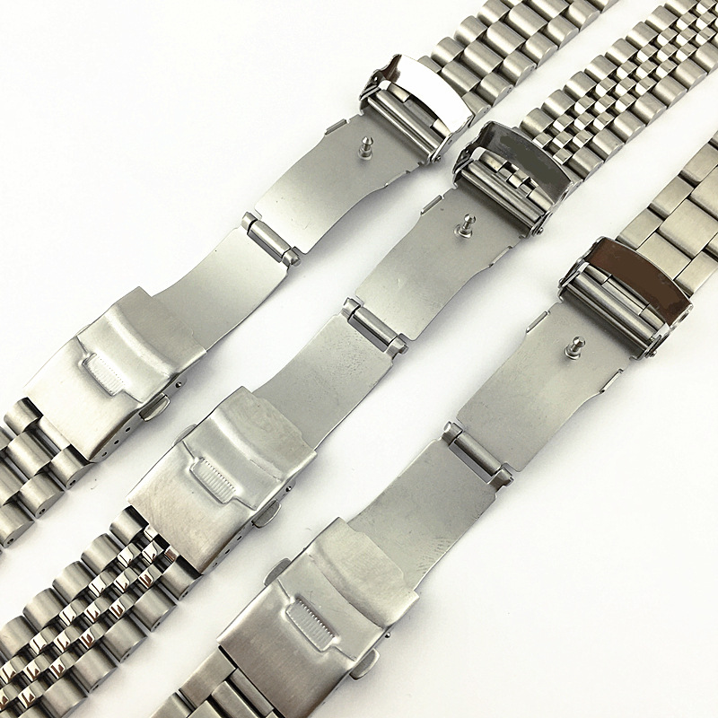 Fine SKX009 series steel belt solid stainless steel strap five beads diving cow ring steel watch chain 20 22mm accessories