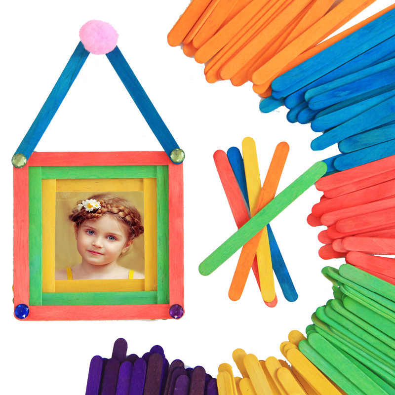 Popsicle stick color ice cream stick popsicle stick stick stick kindergarten children's puzzle patchwork handmade DIY material