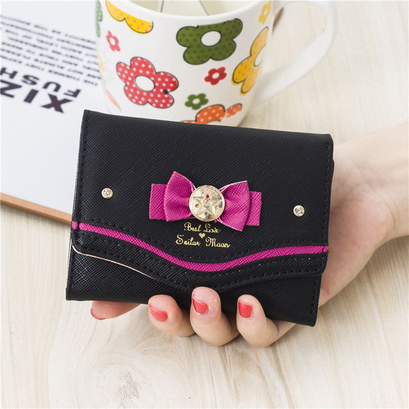 2023 Cross-border Short Women's Wallet Contrast Color Bow Cute Beautiful Girl's Wallet Wallet European and American All-match Women's Bag