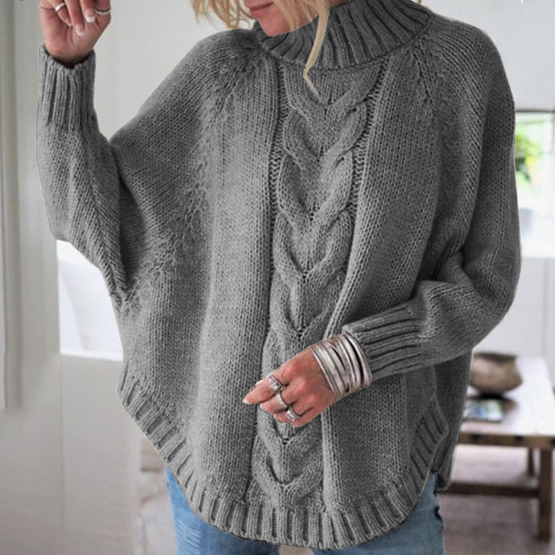 Amazon Explosions Sweater Fall/Winter 2023 Europe and the United States Loose Bat Sleeve Knitted Sweater for Women Cross-Border