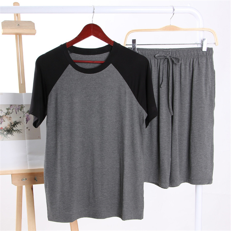 Summer Men's Thin Short-sleeved Shorts Pajamas Suit Shoulder-fitting Modal Cotton Casual Large Size Air Conditioning Home Clothes