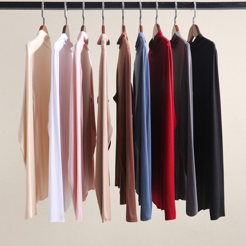 Autumn and winter new style seamless modal half-high collar solid color long-sleeved T-shirt women's slim large size versatile bottoming shirt