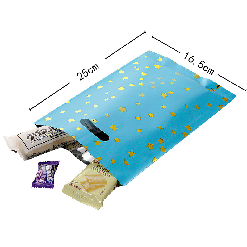 Party aluminum film bag solid color small five-pointed star back gift bag candy bag birthday party gift bag in stock