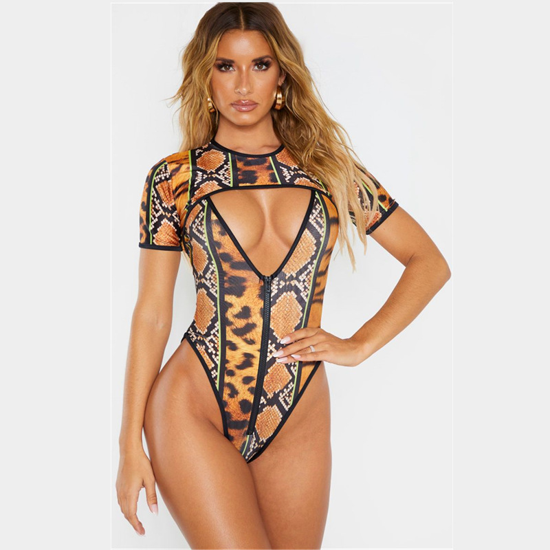 2020 New One-piece Swimsuit Two-piece Set Plus Size Fat Woman Zipper European and American Bikini One-piece Swimsuit 2015