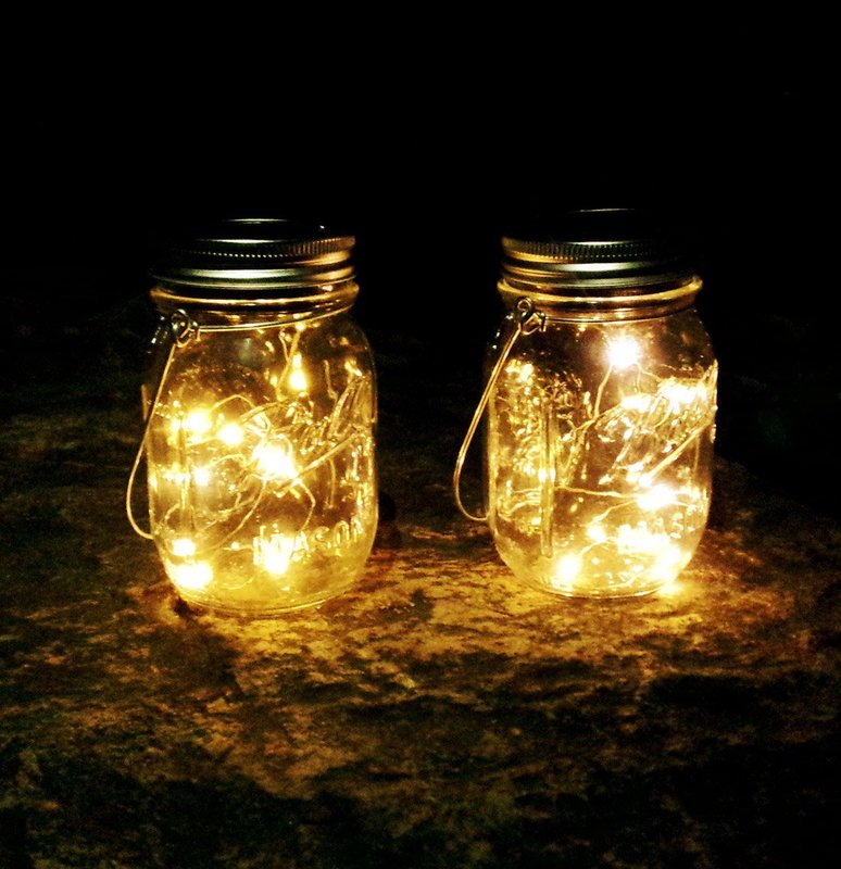 アマゾンソーラーメイソン缶カバー銅線ライトストリング20ledクリエイティブホーム屋外防水装飾ledストリングライト|undefined