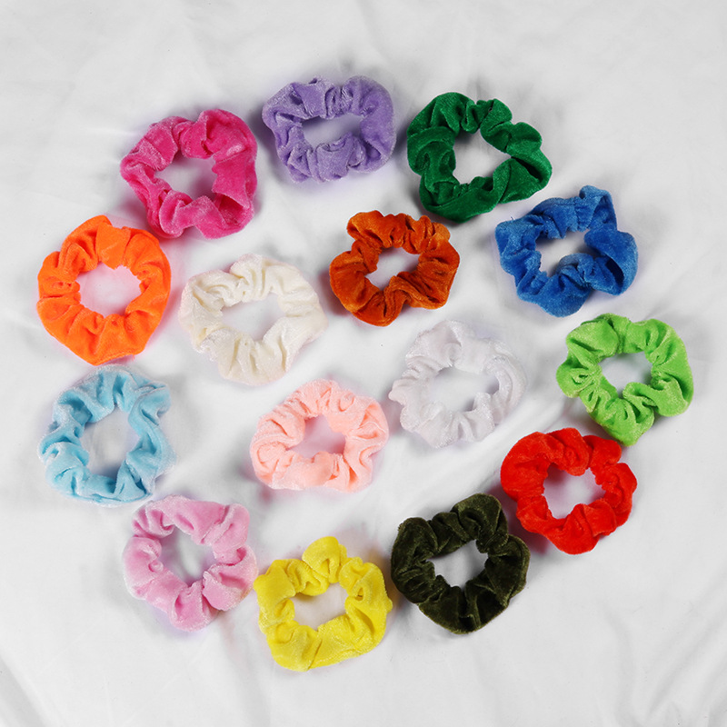 Factory direct supply gold velvet cloth hair ring cross-border Amazon scrunchies velvet large intestine zipper hair ring