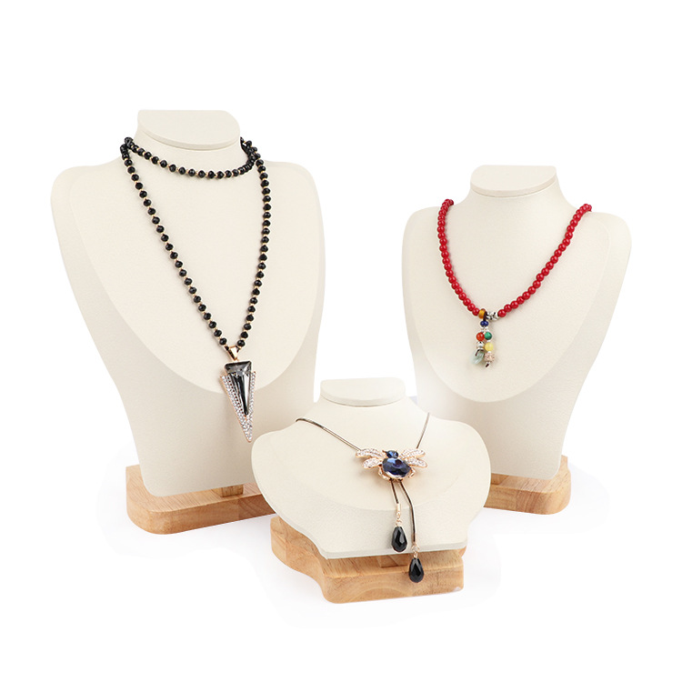 Jewelry portrait neck necklace display rack counter model neck pendant rack high-grade wooden base jewelry rack