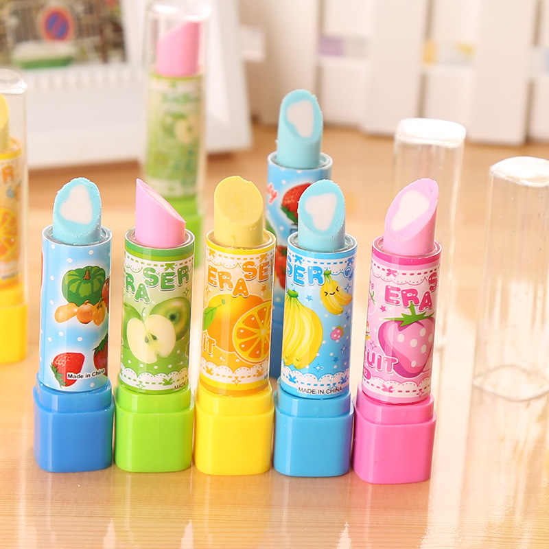 Cartoon cute creative lipstick eraser pupils' fruit shape Plasticine children's school supplies prizes T