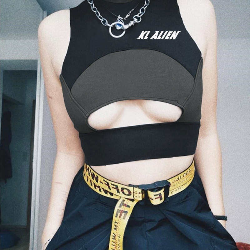 Europe and the United States cross-border foreign trade 2023 AliExpress Spring New Women's Printing stitching sexy hollow sports vest