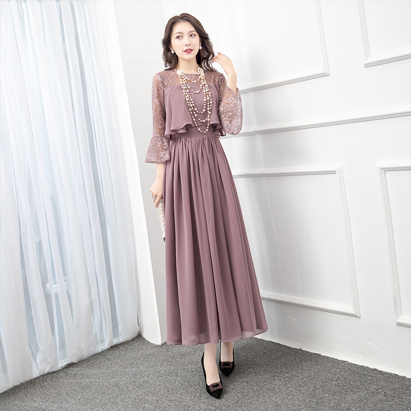 Evening dress long 2024 New Korean style banquet dress slimming AliExpress party host dress