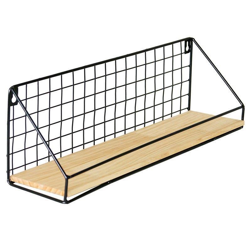 Creative Wall Shelf Bedroom Japanese Wall Wrought Iron Wall Hanging Basket Storage Rack Storage Basket Hanging Rack