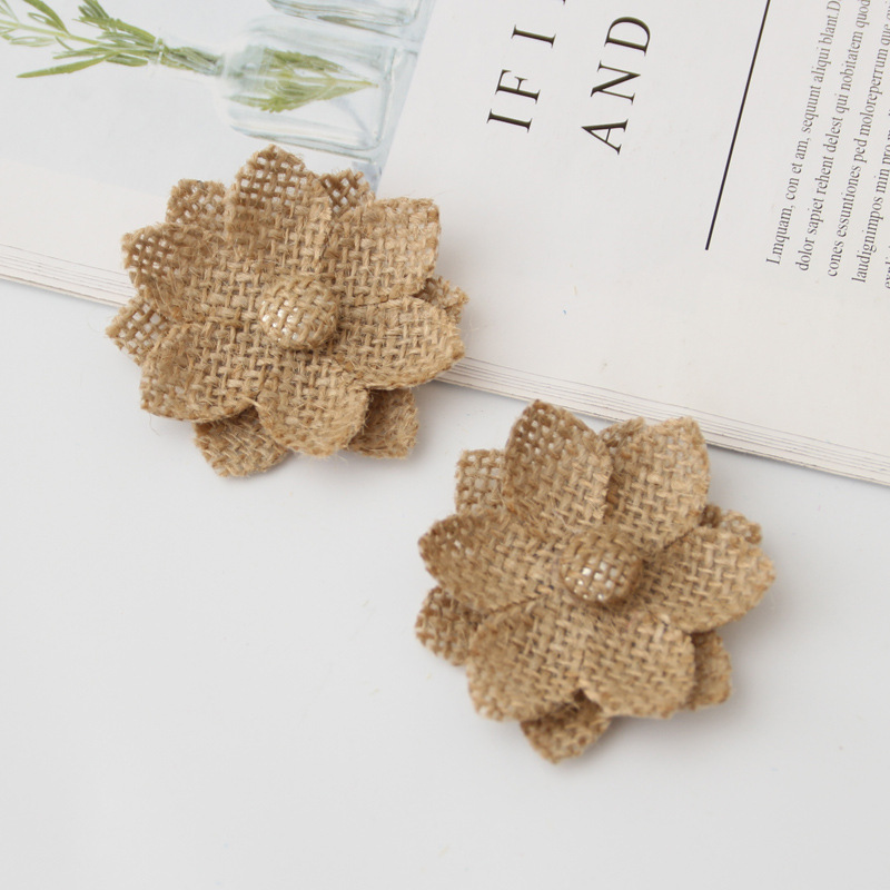 diy handmade linen flower European style retro color decorative flower water lily flower clothing accessories flower