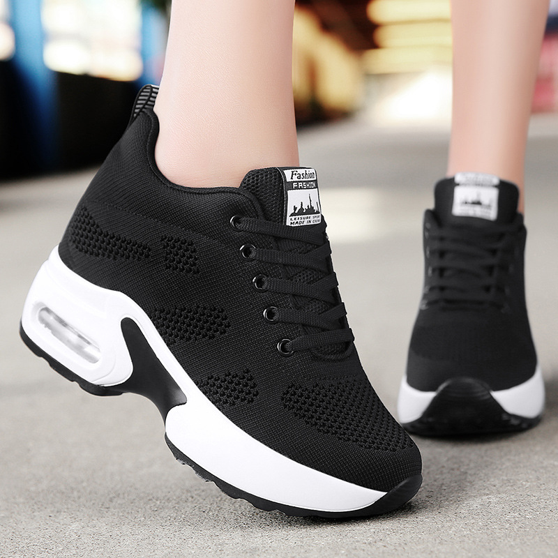 Autumn New Breathable Mesh Square Dance Ghost Dance Shoes Women's Inner Height Sports Shoes Air Cushioned Soft Sole Dance Shoes
