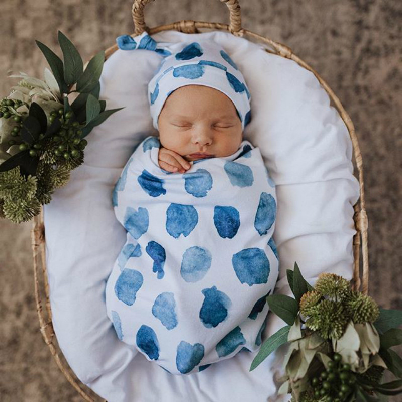 Cross-border baby sleeping bag knotted tire cap 2-piece baby sleeping bag newborn cocoon type printed sleeping bag suit