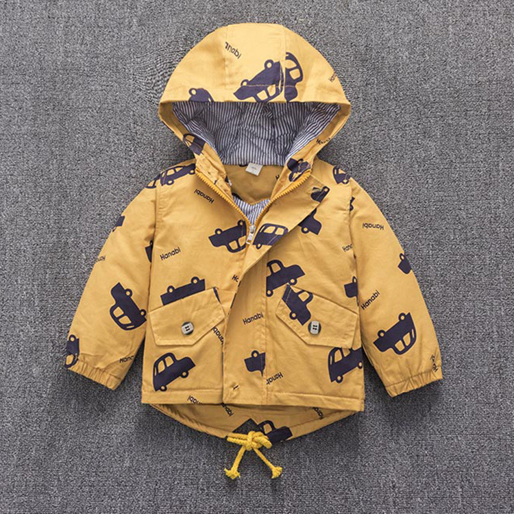Children's Cotton Coat Coat Boy's Winter Children's Clothing Korean Full Print Car Jacket Girl's Cartoon Hooded Zipper Shirt