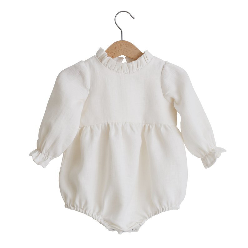 跨境新款長袖棉麻新生兒哈衣嬰幼童包屁衣寶寶連體服爬服代發