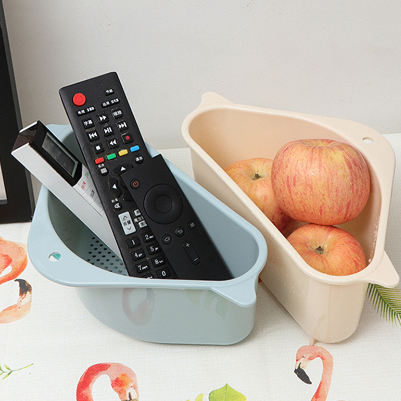 Triangle Sink Draining Basket Suction-type Corner Kitchen Storage Rack Kitchen Supplies Household Dish Rag Storage Basket